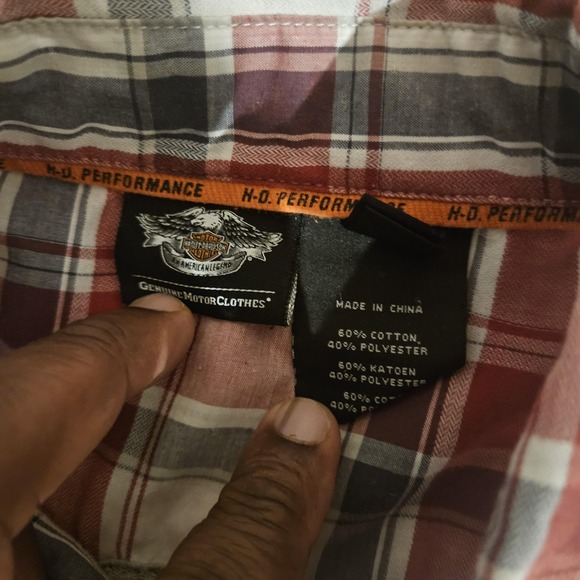 Harley-Davidson Shirt Mens XL Short Sleeve Red Plaid Snap Front Motorcycle - Picture 3 of 7